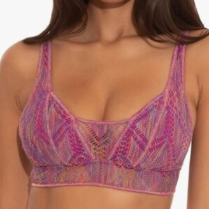 Becca Mosaic Crocheted Multicolored Bikini Top Size M